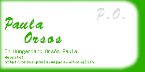 paula orsos business card
